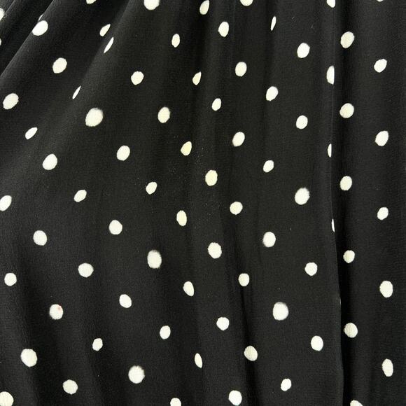 SALONI Juli Off the Shoulder Jumpsuit Womens 10 Black White Silk Polka Dot Wide - Picture 11 of 16